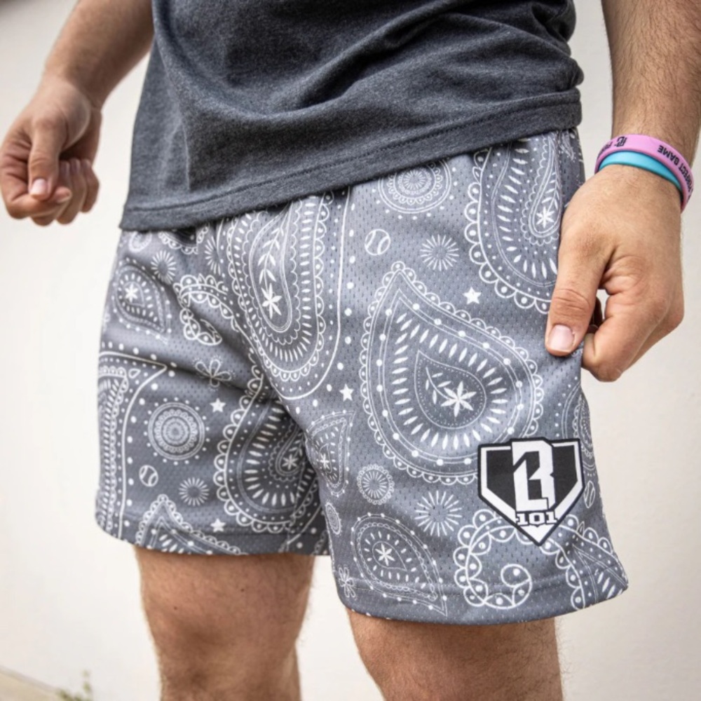 NEW!!! Baseball 101 Gray Paisley Shorts